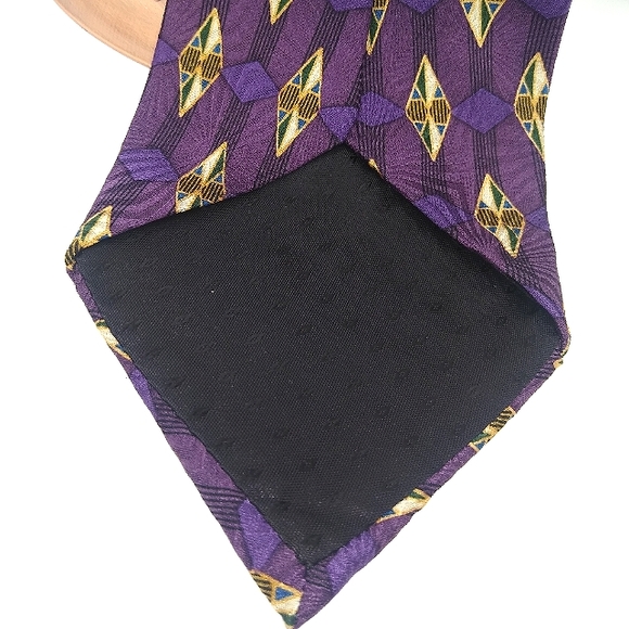 Barrington 100% Silk Purple Jacquard Geometric Foulard Necktie Men's Tie - Picture 4 of 12
